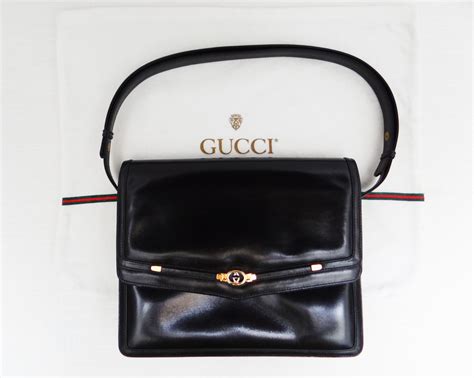 authentic gucci logos handbag black leather vintage ak 28092|gucci handbags logo.